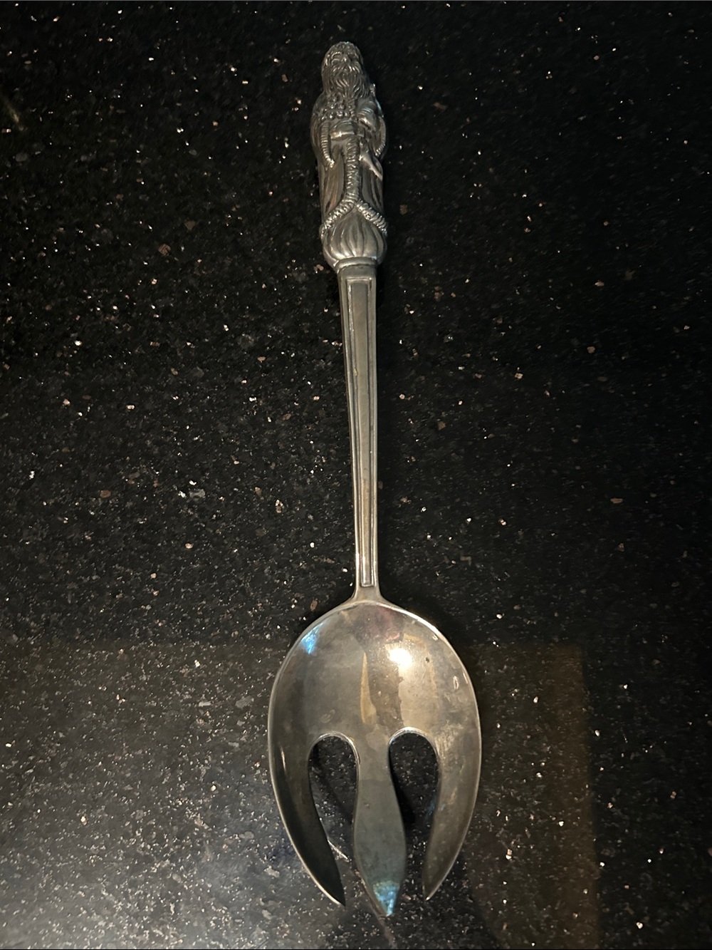 Godinger Antique-Style Santa Claus Silver Plated Serving Fork Spoon - Silver